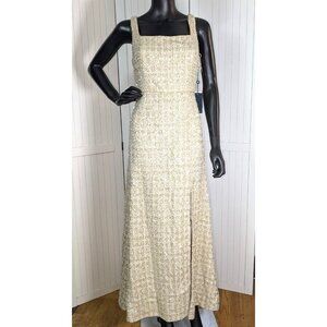 Adrianna Papell Champagne Boucle Sequin Gown 10P Square Neck Sleeveless NWT